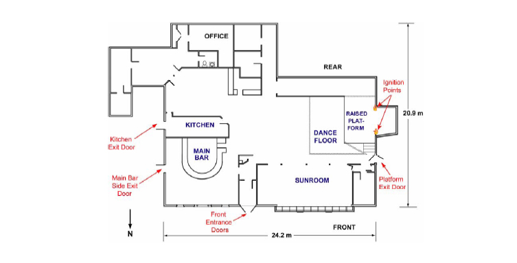 The Station nightclub floor plan, used in the federal investigation